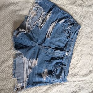 American Eagle Outfitters Distressed Blue Denim Jean Shorts